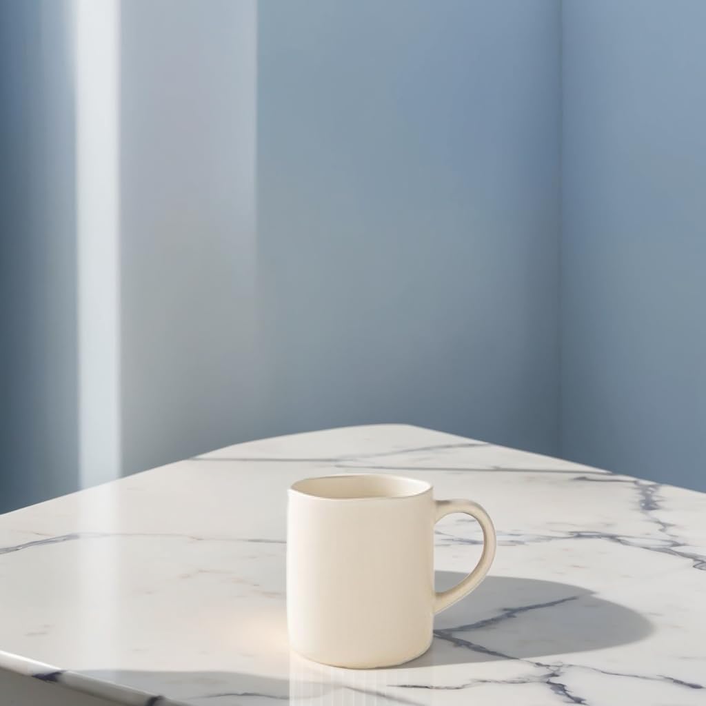 Ceramic coffee cup, used in family living room, desk, TV cabinet. (Cream White)