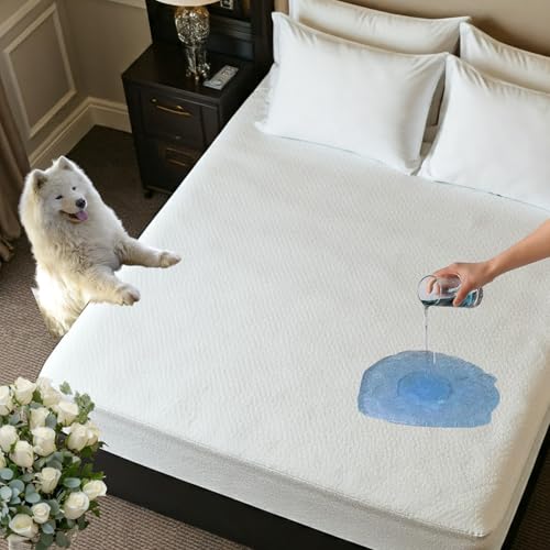 PROTECTOR COLCHON 150. Cubre Colchon 150x190 Transpirable y Ajustable | Protector Colchon Impermeable 150x190 contra Líquidos y Antiácaros | Protector Cama 150x190 Impermeable Rizo