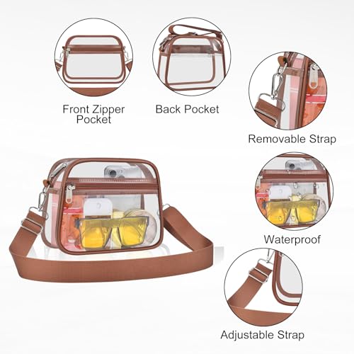 Image of Clear Bag for Stadium Events Clear Sports Fan Handbags Purses with Adjustbale Strap for Concerts Festivals Game Day