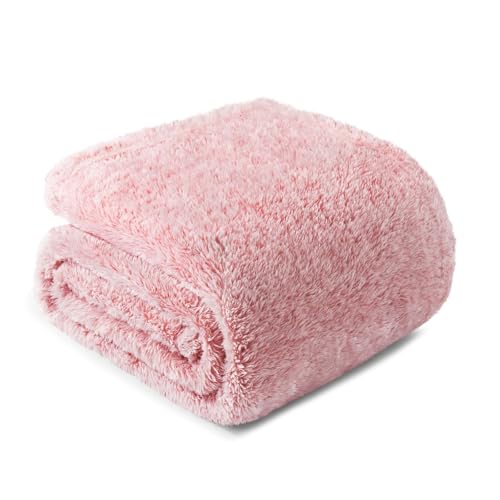 Image of Exclusivo Mezcla Plush Fuzzy Fleece Throw Blanket Extra Large, Super Soft, Fluffy and Warm Blankets for Couch, Bed, All Season (Mixed Dusty Pink, 50x70 inches)