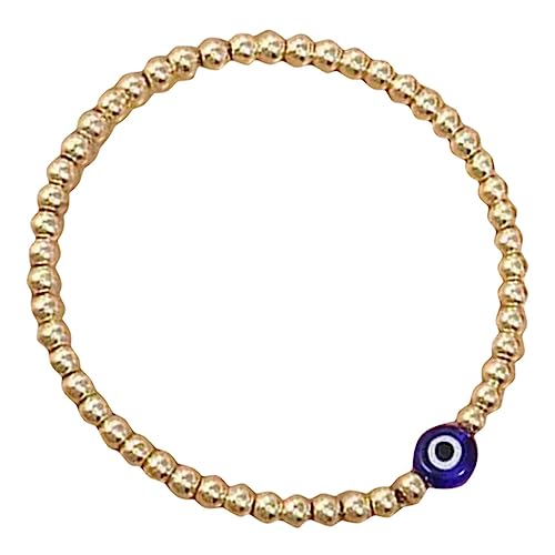Bracelet œil bleu perles maléfiques or bijou poignet hommes femmes