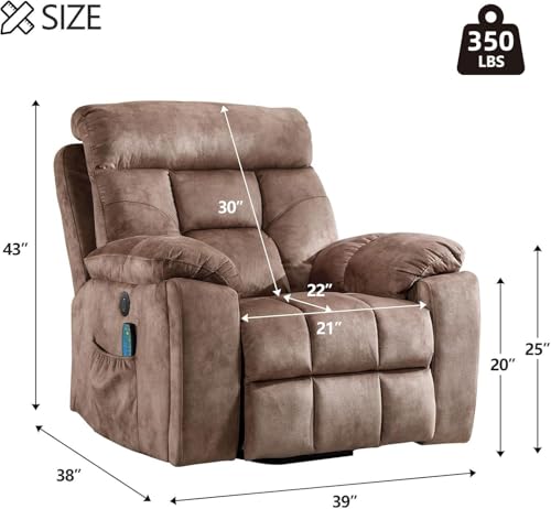 CANMOV Large Power Lift Recliner Chair with Massage and Heat for Elderly Big and Tall People, Overstuffed Wide Recliners with 2 Cup Holders, Side Pocket and USB Port, Camel - Image 3