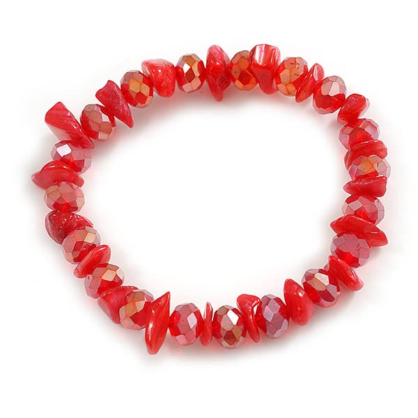 Collar de cristal rojo y pulsera flexible el regalo perfecto de joyería 7