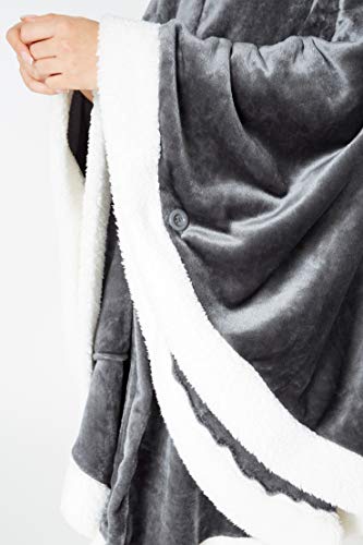 CityComfort Hoodie Damen Poncho Kuscheldecke Flauschig, Oversize Pullover Damen Umhang Decke (Dunkelgrau)