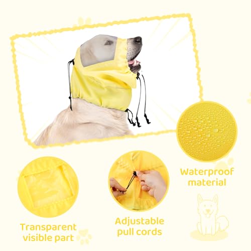 Image of Adjustable Dog Ear Protection for Swimming & Bathing - Waterproof Dog Ear Covers & Headband - Yellow