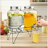 Hisredsun 2 x 4L Glass Drink Dispenser, Beverage Dispenser with Stainless Tap, Glass Water Juice Dispensers with Metal Stand, Water Jug with Tap Perfect for Parties,Weddings,Birthdays - Image 4