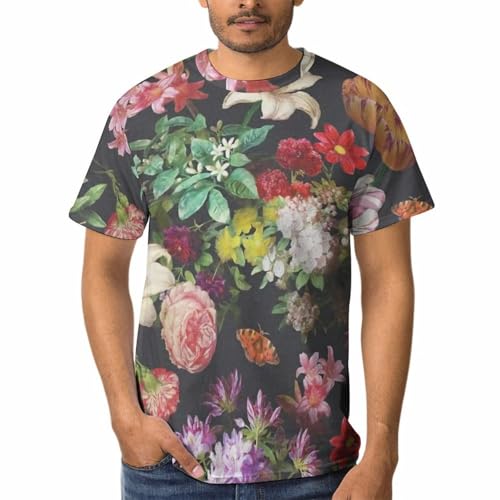 T-Shirts à Col Rond Fleur Élégante Homme - Chemise Tshirt Casual