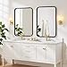 Bathroom Mirror 36x24 Inch Black Metal Frame Rectangle Vanity Mirror with Rounded Corners, Modern Wall Mounted Anti-Rust Mirror for Farmhouse, Restroom, Entryway, Horizontal or Vertical Hanging