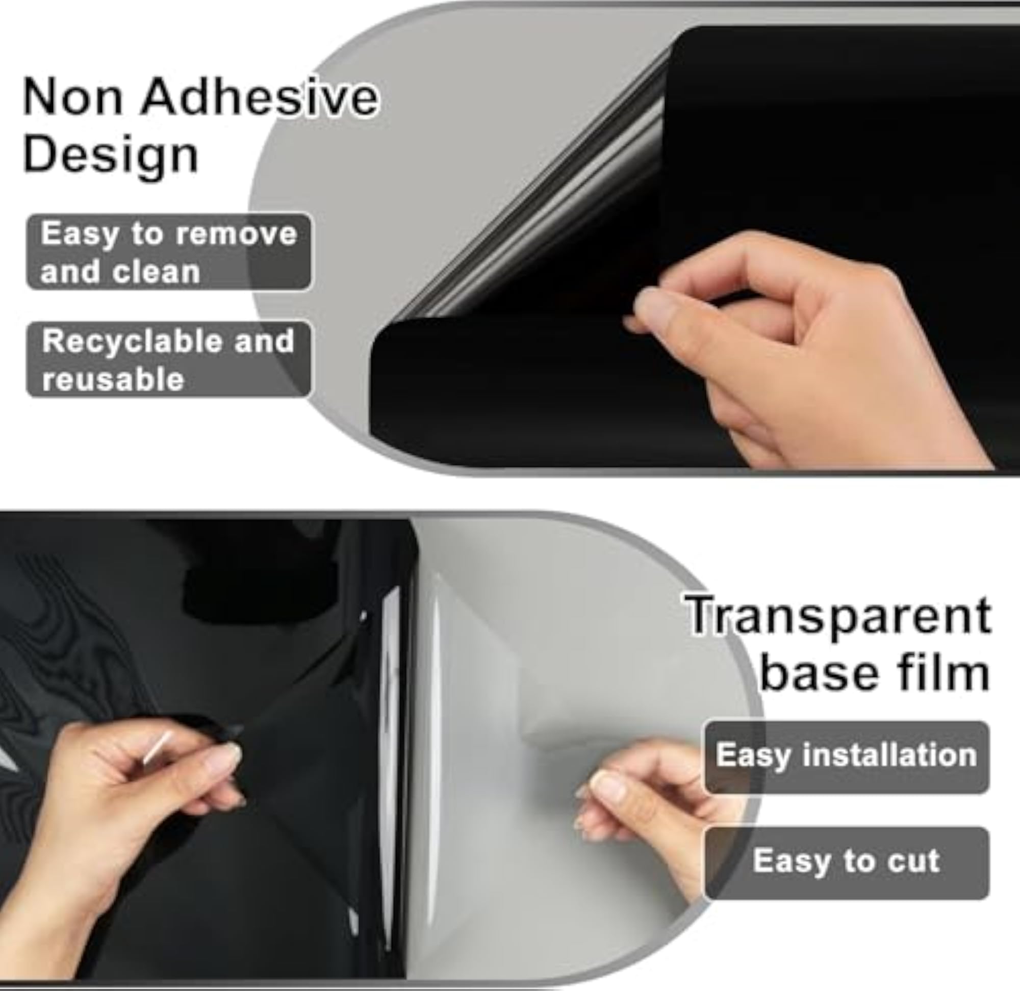 Blackout Window Privacy Glass Sheet, UV/Sun Blocking