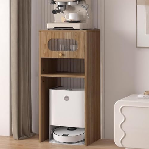 Robot Vacuum Stand Cabinet, Freestanding Wood Rack for Self-Emptying Sweeper, Space-Saving Organizer for Bedroom, Hallway & Entryway, Stylish Home Storage Solution