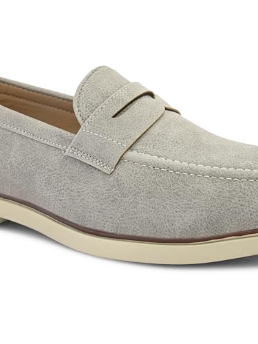 Image of STANPHORD Men Suede Formal Loafer Shoes | Round Toe Slip-On Moccasins | PU Leather Cushioned Anti-Slip | Office Party Business Casual Wear (TPSG 7086)