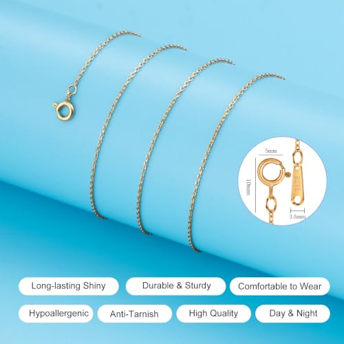 WishChic 18K Plated Gold Chain Necklace for Women, 1.5mm Non Tarnish 18K Cable Gold Chain Necklace Shiny, Thin & Sturdy Hypoallergenic Women's Chain Necklace 24 Inch — view 4