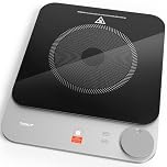 TOKIT 2100W Placa De Inducción Ultrafino, 16 MM 9 Niveles Placa De Inducción Portátil, Diseño en Cristal Fácil Limpieza, Cocina Automática Control Con 1 Botón