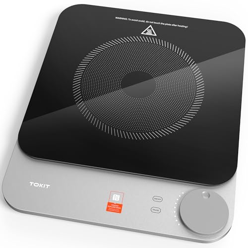 TOKIT Induktionskochfeld 2100W, 16mm Ultradünn Induction Hob 9 Heizstufen, Induktionskochplatte...