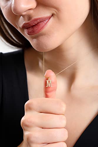 100% 14k Real Gold Necklace for Women | Dainty Charm Alphabet Name Letter Initial Necklaces for Women | Custom Pendant Jewelry for Her | Birthday Gifts for Women & Girls | 18''4