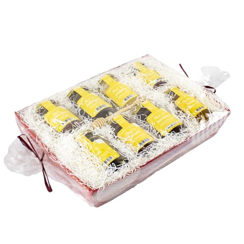 Coffret de 8 pots de miel différents de 500g