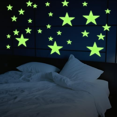 27 Stück Leuchtsterne Groß Leuchtende Stern Aufkleber Leuchtsterne Selbstklebend Sternenhimmel Wandsticker 3 Größen für Wände und Decken Deko