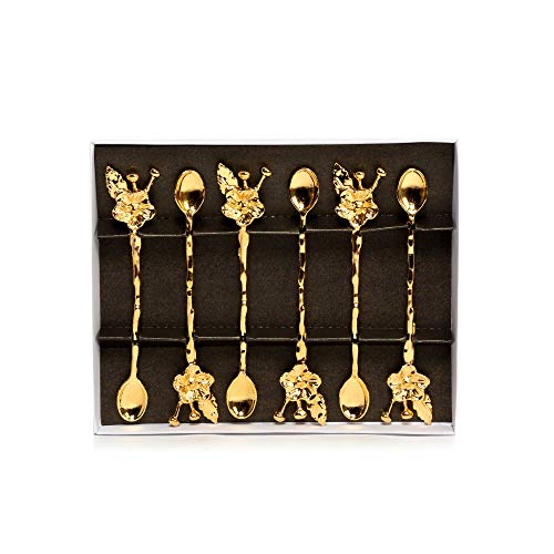 Alisveristime Traditional Ottoman Motif Tea Spoons - Decorative Stirring, Sugar, Tea Spoons (Set Of 6) (Beach Rose-Gold) #TOP5