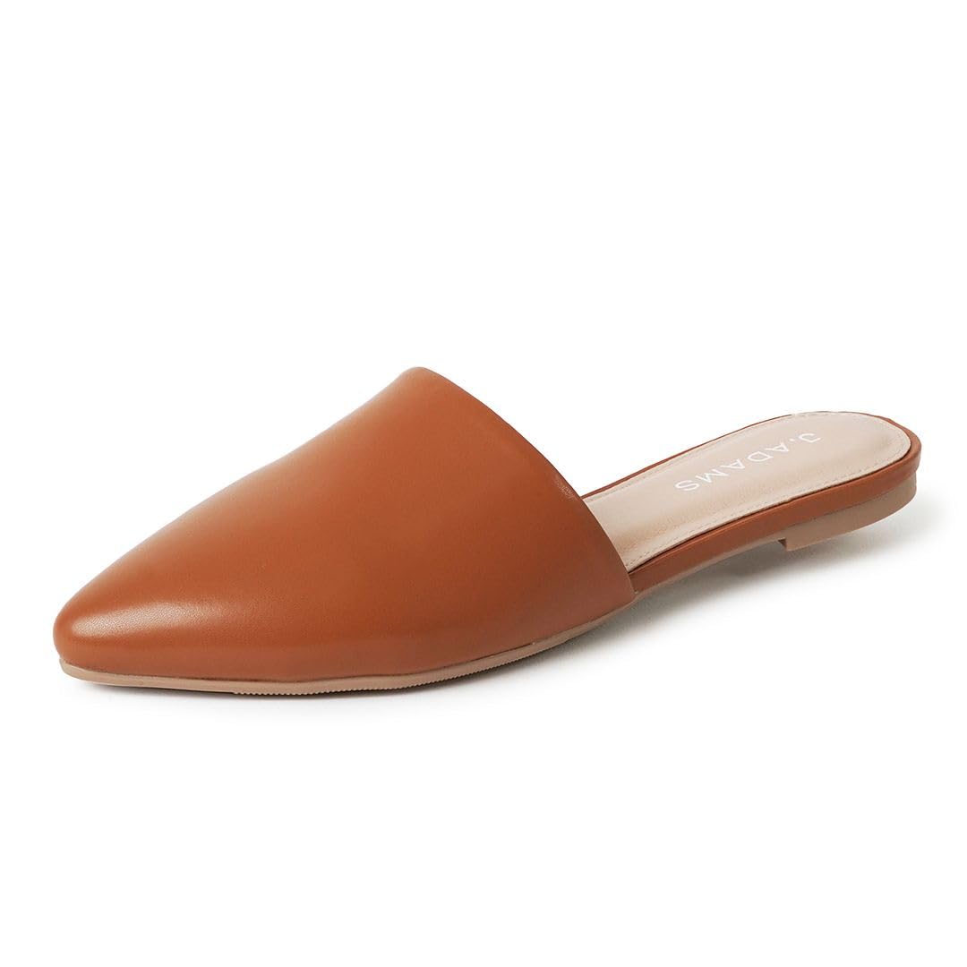 J. Adams Lennox Mules for Women - Closed Pointed Toe Flat Heel Slides