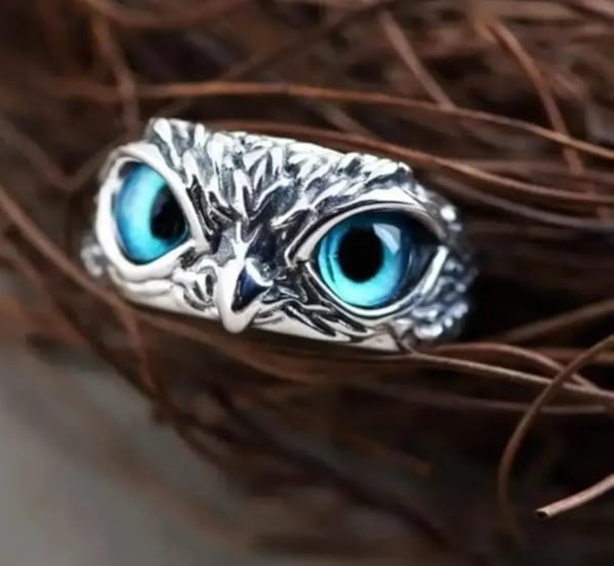 Men's Stainless Steel Adjustable Owl Ring