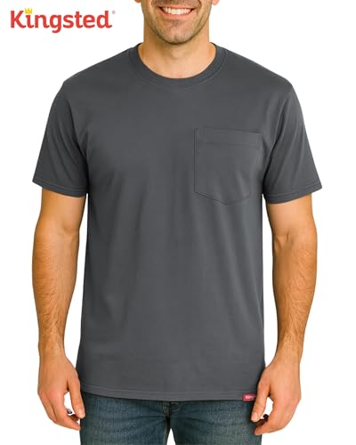 Image of Kingsted Pocket T-Shirts for Men - Super Soft & Comfy 100% Cotton Shirts | Short-Sleeve Crewneck Pocket Tee Shirts - Classic Regular Fit Work Shirt - Built to Last Midweight Cotton T-Shirts for Men