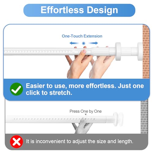 Image of 2Pack Long Tension Rod 39-144inch White Tension Curtain Rods no Drilling | 1.26 inch Diameter Outdoor Curtain Rod for Patio,Windows,Anywhere Heavy Duty Spring Rods Adjustable