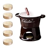 Generisch Tragbares Schokoladen-Fondue-Set, Mini Keramik-Schmelzbecher mit Gabel und Teelicht, Ideal...