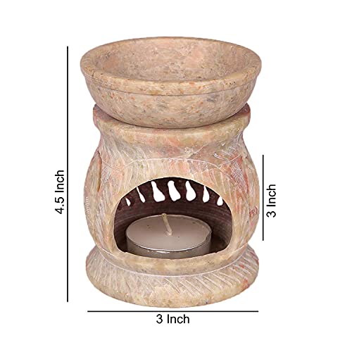 Kc Kullicraft Marble Soapstone Candle Aroma Burner | Oil Diffuser | Tea Light Holder | Wax Burner- Handmade Elephant Carving For Gifting. Decorative Home And Office Decor. #TOP3
