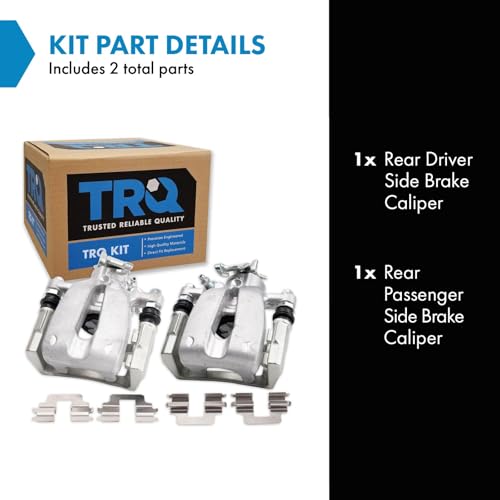 Image of TRQ Rear Driver and Passenger Side Brake Caliper Set Hardware Compatible with 12-17 Fiat 500 Pop Lounge c Pop c Lounge 16 Fiat 500 Easy Easy 19 1957 Retro Edition
