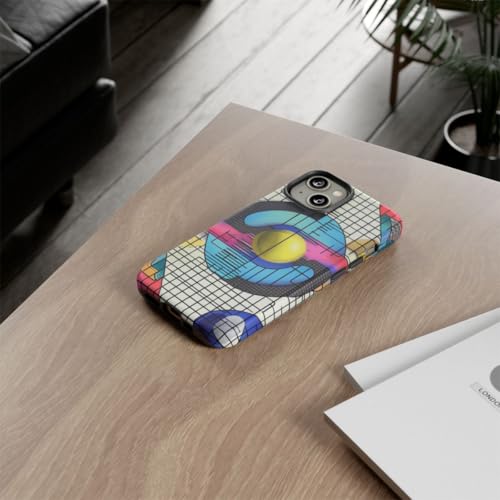 Coque rigide iPhone 14 motif géométrique abstrait bleu mat