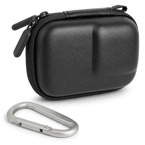 Image of Sounce Hard Carrying Case for DJI Osmo Action 5 Pro /4 /3, Waterproof PU Shell with Plush Lining, Shockproof Travel Storage Bag & Carabiner for Action Camera, 9.8 x 7.6 x 4.5cm (Black)