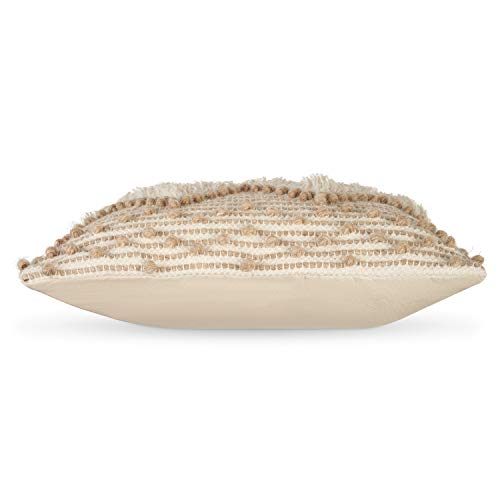 Cream Boho Throw Pillow Cover - Decorative Bohemian Throw Pillow With Tufted Detail And Fringing | Cute Beige And Brown Boho Farmhouse Decor To Transform Your Sofa, Couch, Bed Or Chair | 18X18 Inch #TOP7