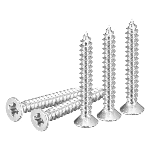 Image of DTGN 50Pcs #4x7 /8 inch Flat Head Wood Screws, 304 Stainless Steel Phillips Self Tapping Screws - Good for Woodworking, Furniture - Silver