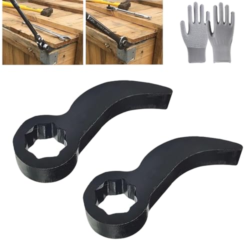 HOPASRISEE Pry Bar Wrench Adaptor Head, Crowbar Adapter Head Tools,Adjustable Angle Head Extra-Strong Pry Bar, Fits On 3/8 Drive Ratchet Or Open end Wrench (2Pcs Black)