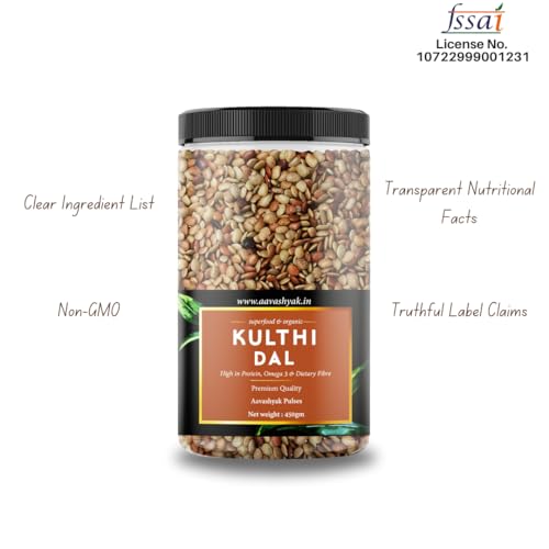 Image of Aavashyak Organic Kulthi Dal | Horse Gram | Kollu | Vulavalu | Hurali Kalu | Unpolished Kulthi Beans | Dust & Stone Free | Kidney Support | Sourced from Uttarakhand Farms 800X2-1600g (Pack of 2)