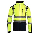 100% Polyester Brixton Flash reflektierende Softshell Jacke Warnschutz Warnjacke Reflektierend Schutzjacke gelb 300 g/m2 (L)