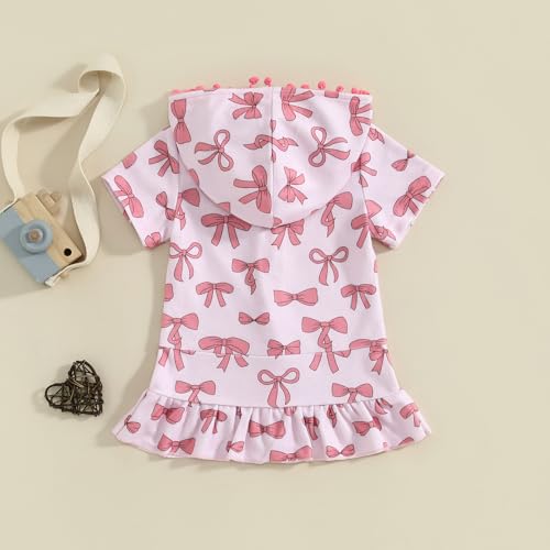Image of Girls Terry Cloth Swim Cover Up Zip Up Hooded Bathing Suit Coverup Wraps Rufled Kids Pool Beach Robe Cover-Up Dress