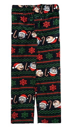 Rick and Morty Big Fair Isle Silky Fleece Lounge Pants, Green