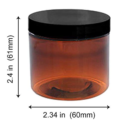 2oz Amber Jars with Lid, 12 Pack, Round PET Plastic Jar Container with Blank Labels (BPA Free) ……2