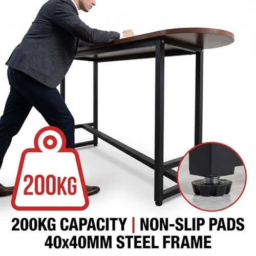 Mesa de bar para desayuno compacta con marco de metal y reposapiés ajustable 7