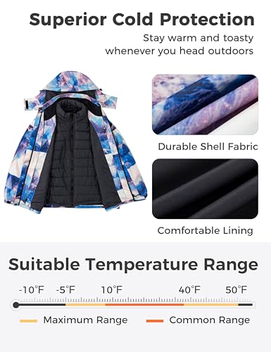 wantdo Women's 3 in 1 Plus Size Winter Coats Waterproof Ski Jacket Hooded Snowboarding Jacket3