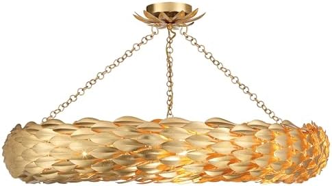 Crystorama Broche 8 Light Antique Gold Semi Flush Mount