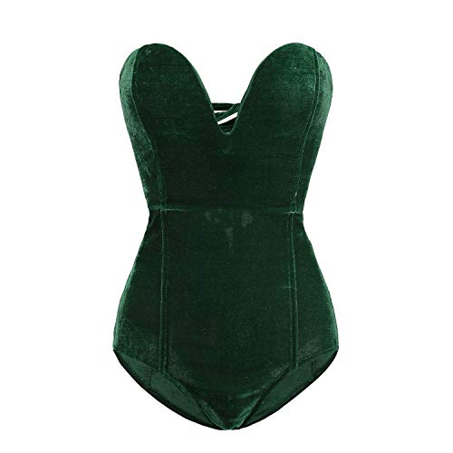 Halloween Bodysuit Tube Top Velvet Leotard Corset Back