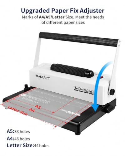 Image of MAKEASY Coil Spiral Binding Machine, Punch 15 Sheet - Manual Hole Punch - Electric Coil Inserter - Adjustable Side Margin - for Letter Size /A4 /A5, Comes with 1 Box 5 /16'' Binding Coils & Plier