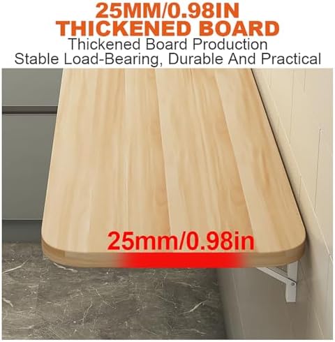 Wall Mounted Folding Table - Space-Saving Fold Down Laundry & Kitchen Countertop Easy to Assemble Perfect for Offices Studies and Restaurants.
