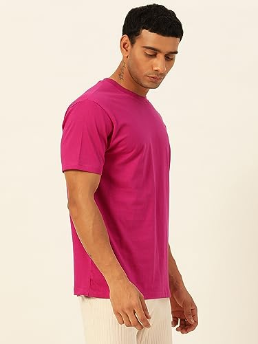 Image of Solid Soft Cloth Round Neck Cotton Relaxed Fit T Shirt