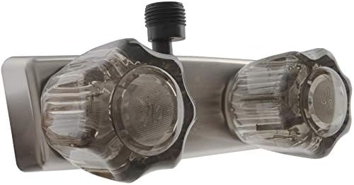 Dura Faucet DF-SA100S-SN RV/Motorhome/Trailer Shower Faucet Valve Diverter with Smoked Acrylic Knobs (Brushed Satin Nickel)