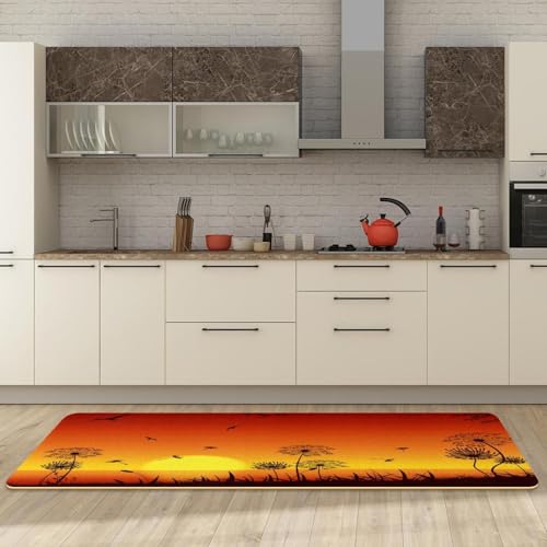 Alfombrillas de cocina VAPOKF con diente de león: pack de 2 alfombras lavables 3