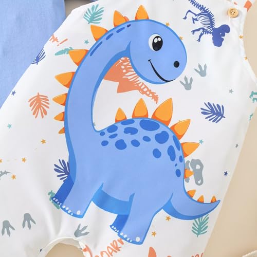 Image of Baby Boy Summer Clothes Toddler Boys Outfits Short Sleeve T-Shirt Cute Cartoon Jumpsuit Overalls 12 Months-4T
