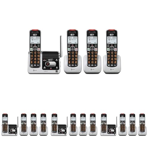 Image of AT&T BL102-4 DECT 6.0 4-Handset Cordless Phone for Home with Answering Machine,Call Blocking,Caller ID Announcer,Audio Assist,Intercom,and Unsurpassed Range,Silver /Black,(Pack of 4)